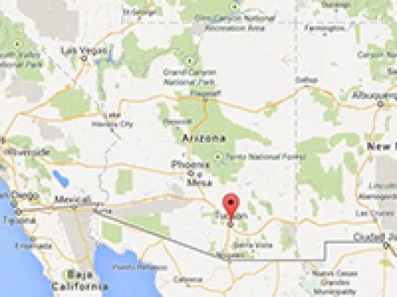 tucson on map of arizona