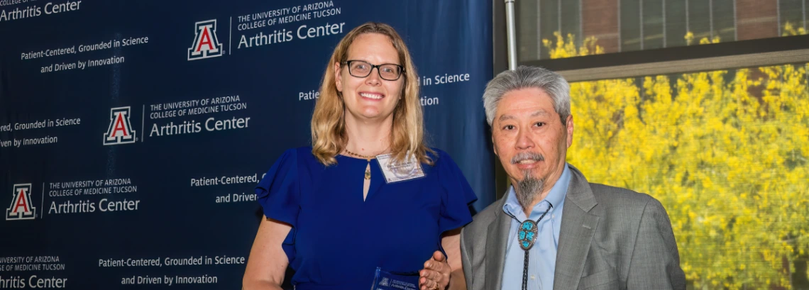 2024 UAAC Symposium keynote presenter Dr. Kacey Ernst is joined by Arthritis Center director C. Kent Kwoh, MD. Dr. Ernst presented the topic 'Beyond the Forecast: The Interplay of Climate Change and Health'