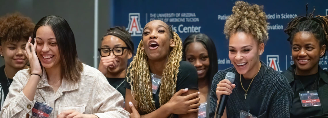 The Arizona women's basketball team shares a laugh 